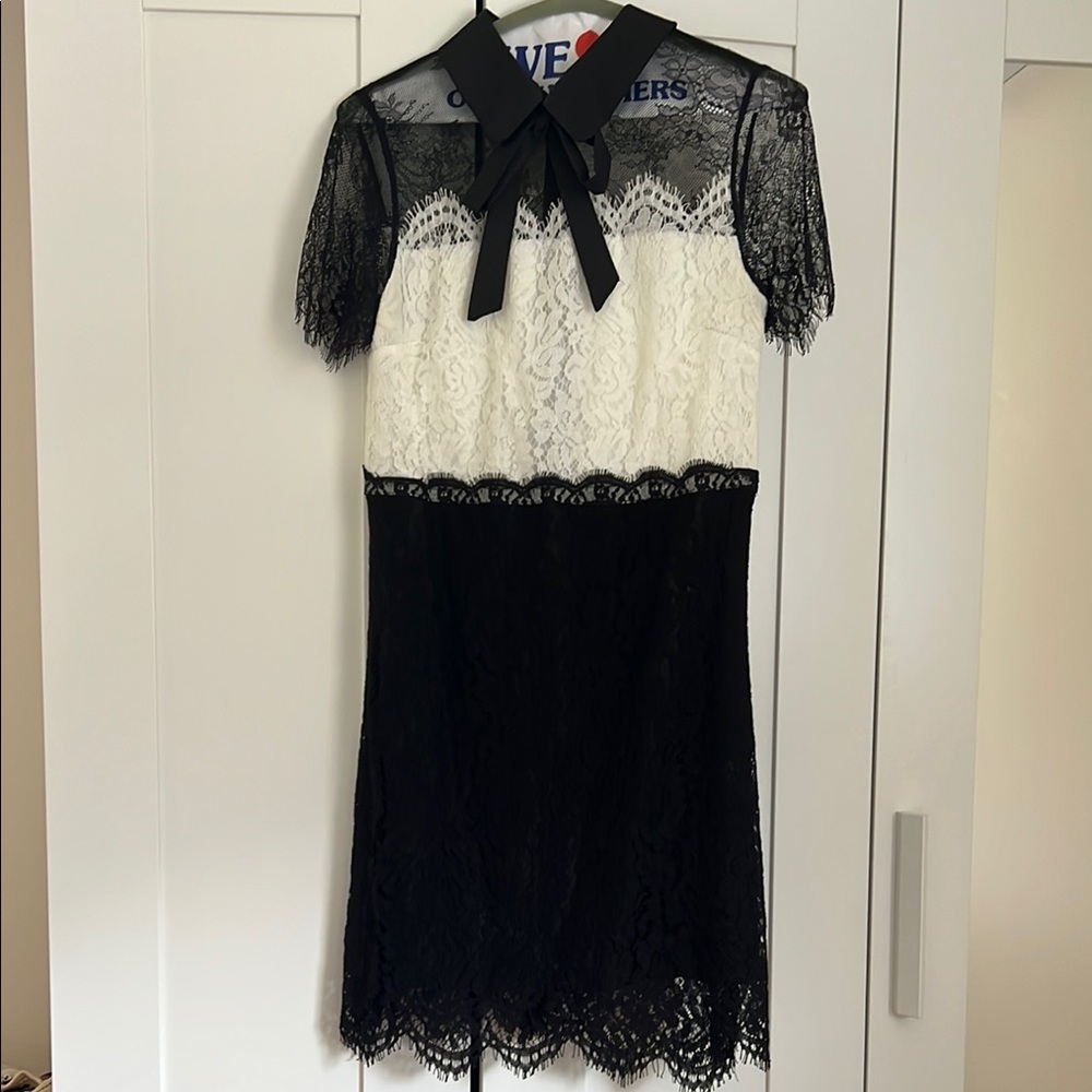 Elegant Black and White Lace Dress